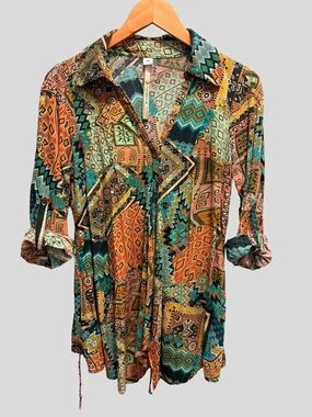 Uncle Frank Boho Geometric Tunic Top | Size Medium